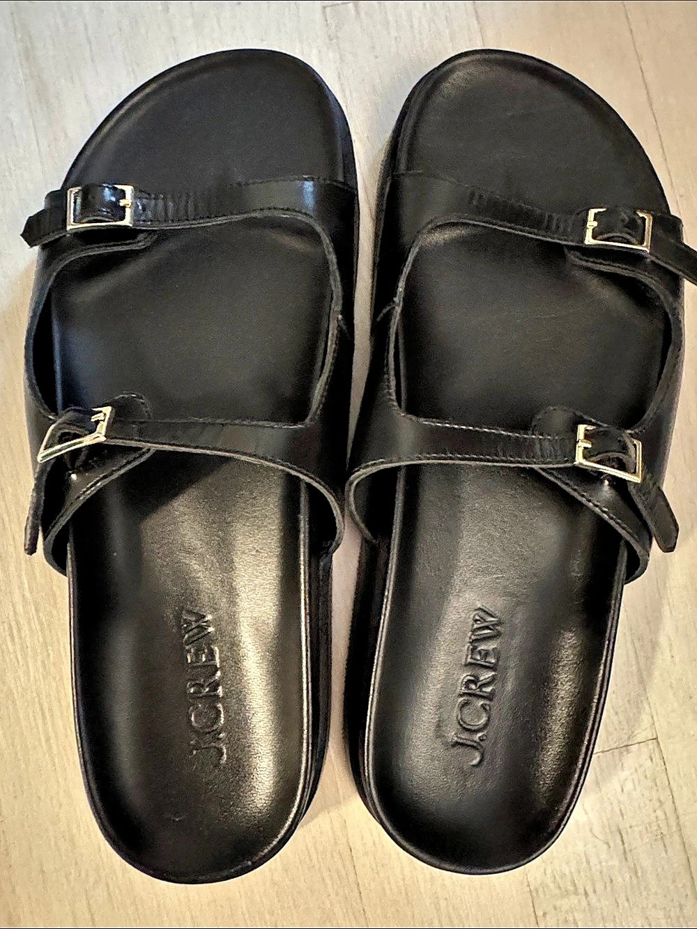 J.Crew New Colbie Buckle Sandals in Leather Black US 9